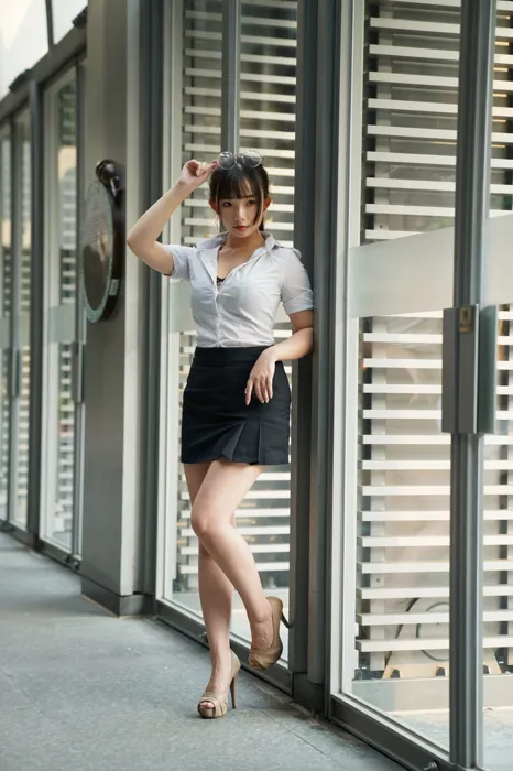 [Mzsock] NO.078 Chen Jialin OL short skirt high heels beautiful legs outdoor shot street photography#[100P]-5